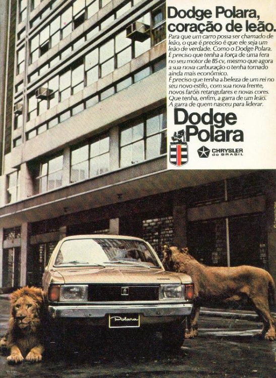 Polara trouxe um face-lift de sucesso. Propaganda com leões verdadeiros demandou operação de guerra no centro de São Paulo (carplace.com.br)
