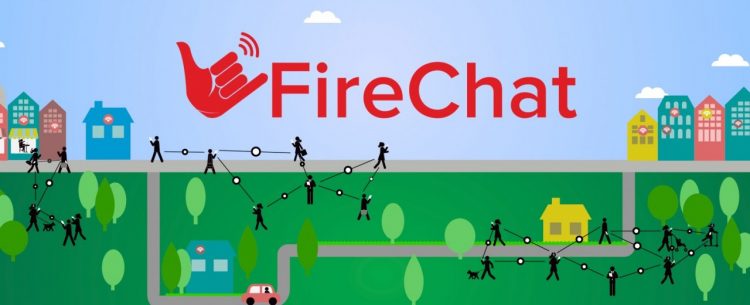 Firechat cria uma rede em malha, transportando toda comunicação de aparelho em aparelho