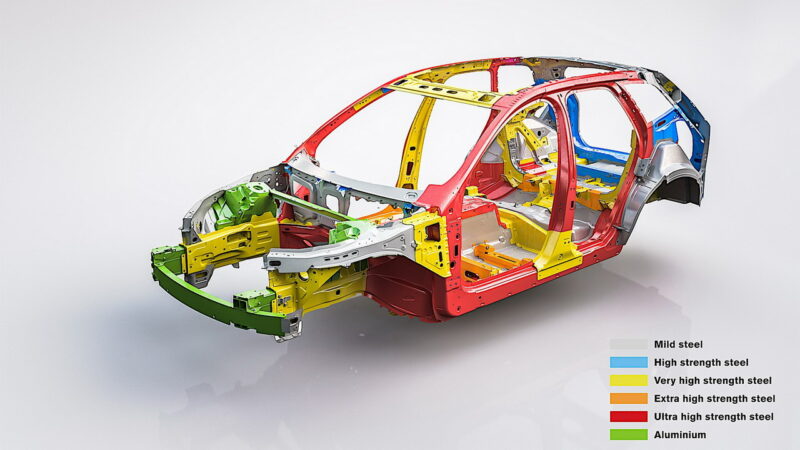 A estrutura do novo Volvo XC60 e os tipos de aço empregados (Foto: Divulgação Volvo)