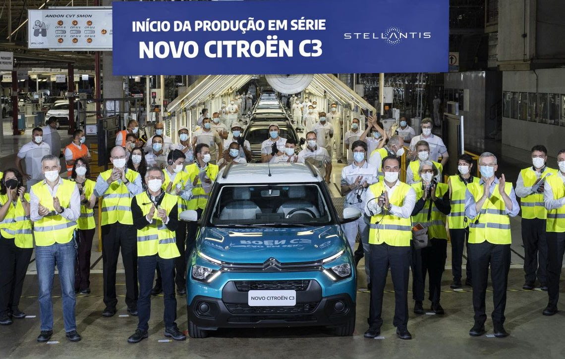 Início da produção do novo C3 em Porto Real (Foto: Divulgação Stellantis)