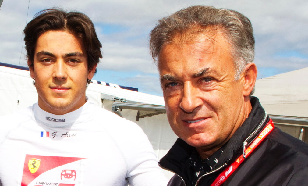 Monza, Italy - September 08, 2019: FIA Formula One World Championship, Grand Prix of Italy with Jean Alesi and Son Giuliano and Manager Enrico Zanarini | usage worldwide