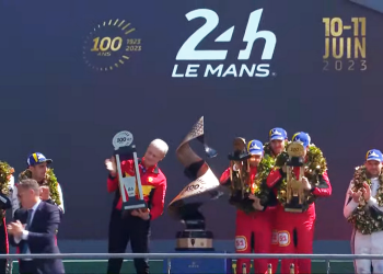 Pódio de Le Mans (Foto: captura de vídeo)