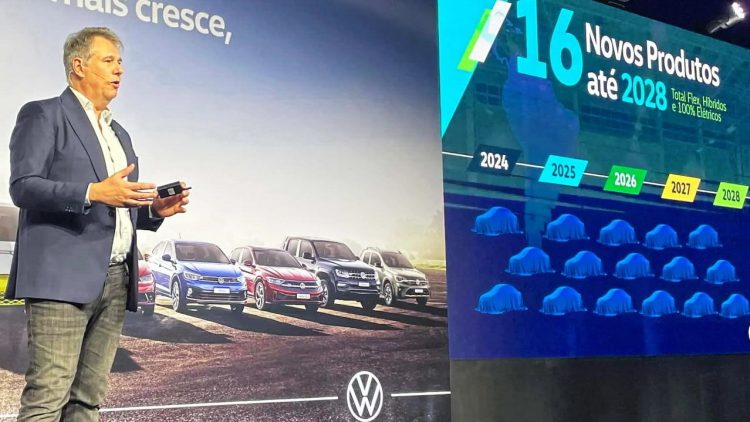 Presidente da VW, Ciro Possobom, na sua  apresentação à imprensa (Foto: opopular.com.br)