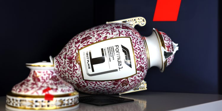 Belo troféu de porcelana de Verstappen, quebrado (Foto: Red Bull)