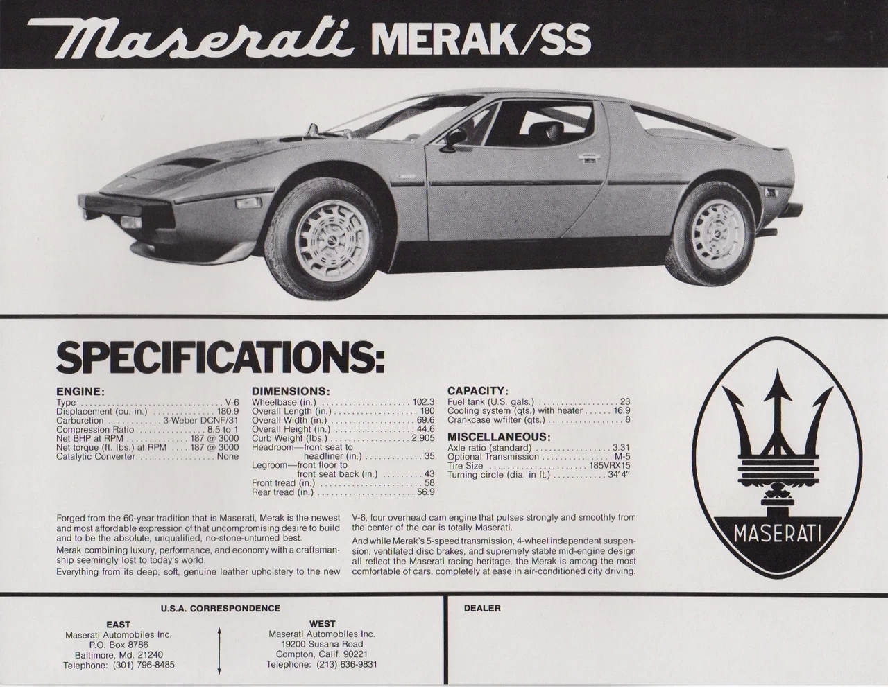 Maserati Merak (Foto: reprodução catálogo)