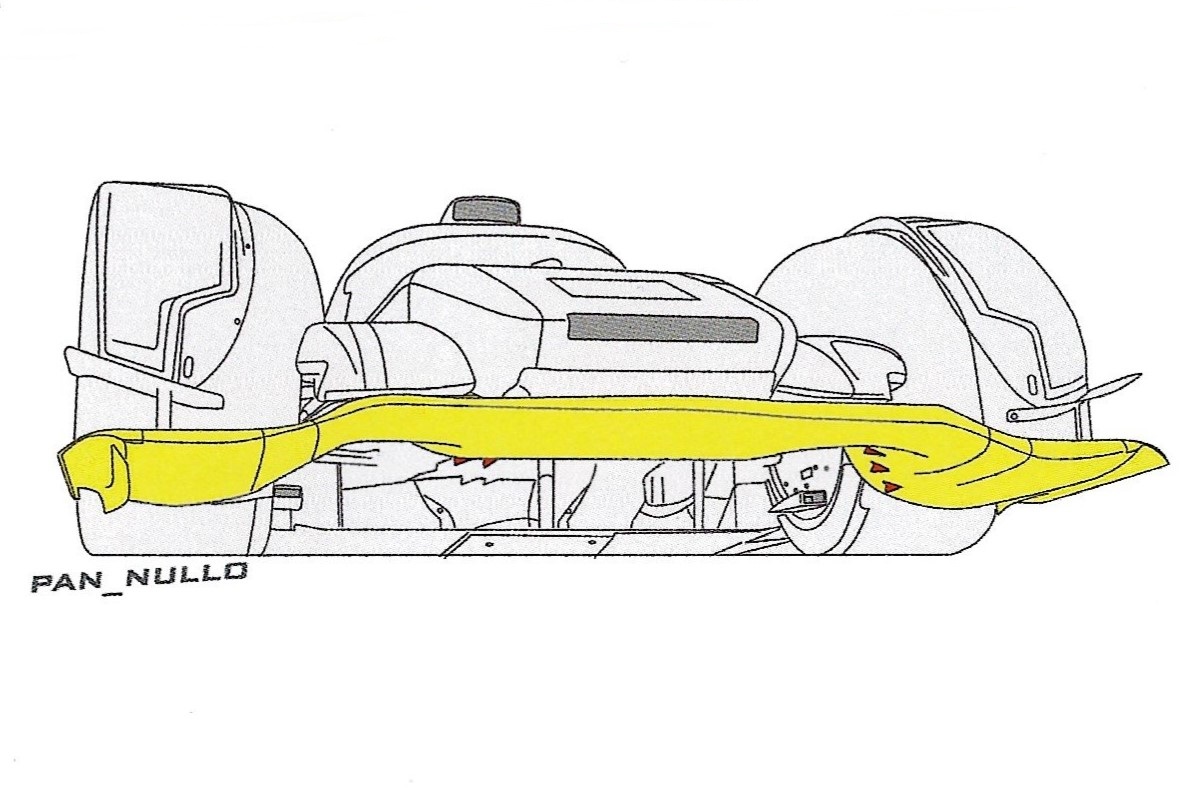 Splitter dianteiro do Audi R18 de 2013. Créditos: Endurance WEC – Dalle Gruppo C ai Prototipi Ibridi / From Group C to Hybrid Prototypes, de Riccardo Romanelli, Antonio Pannullo e Marco Zanello.