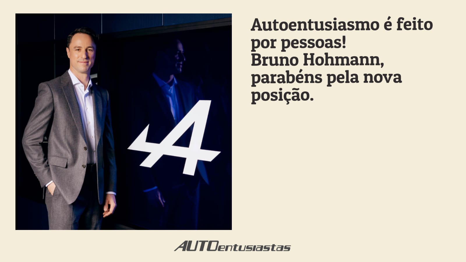 O AMIGO BRUNO HOHMANN, BRASILEIRO E AUTOENTUSIASTA, ASSUME A ALPINE