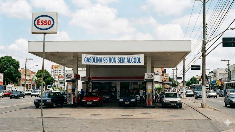 Posto informando ter gasolina 95 RON sem álcool (imagem criada pelo autor com I.A.)