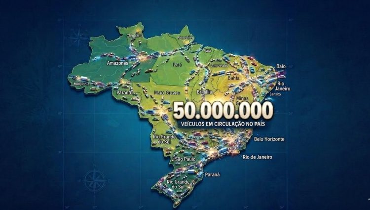 Brasil, frota de 50 milhões de veículox (imagem: I.A. Meta com prompt de Bob Sharp)