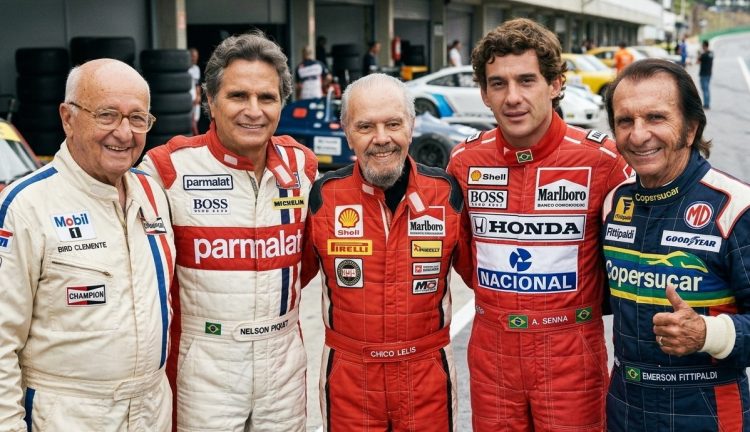 Os quatro pilotos citados na matéria e eu junto deles (Foto:   IA)